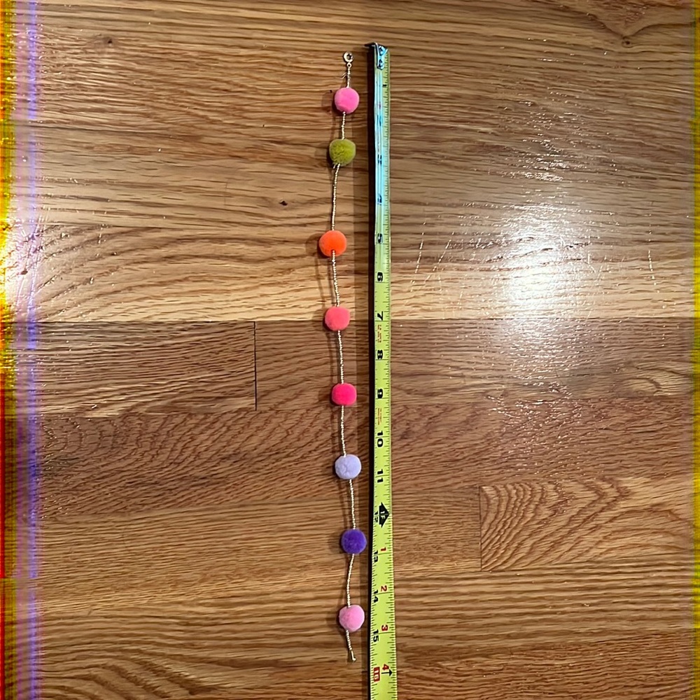 16” beaded pom pom necklace